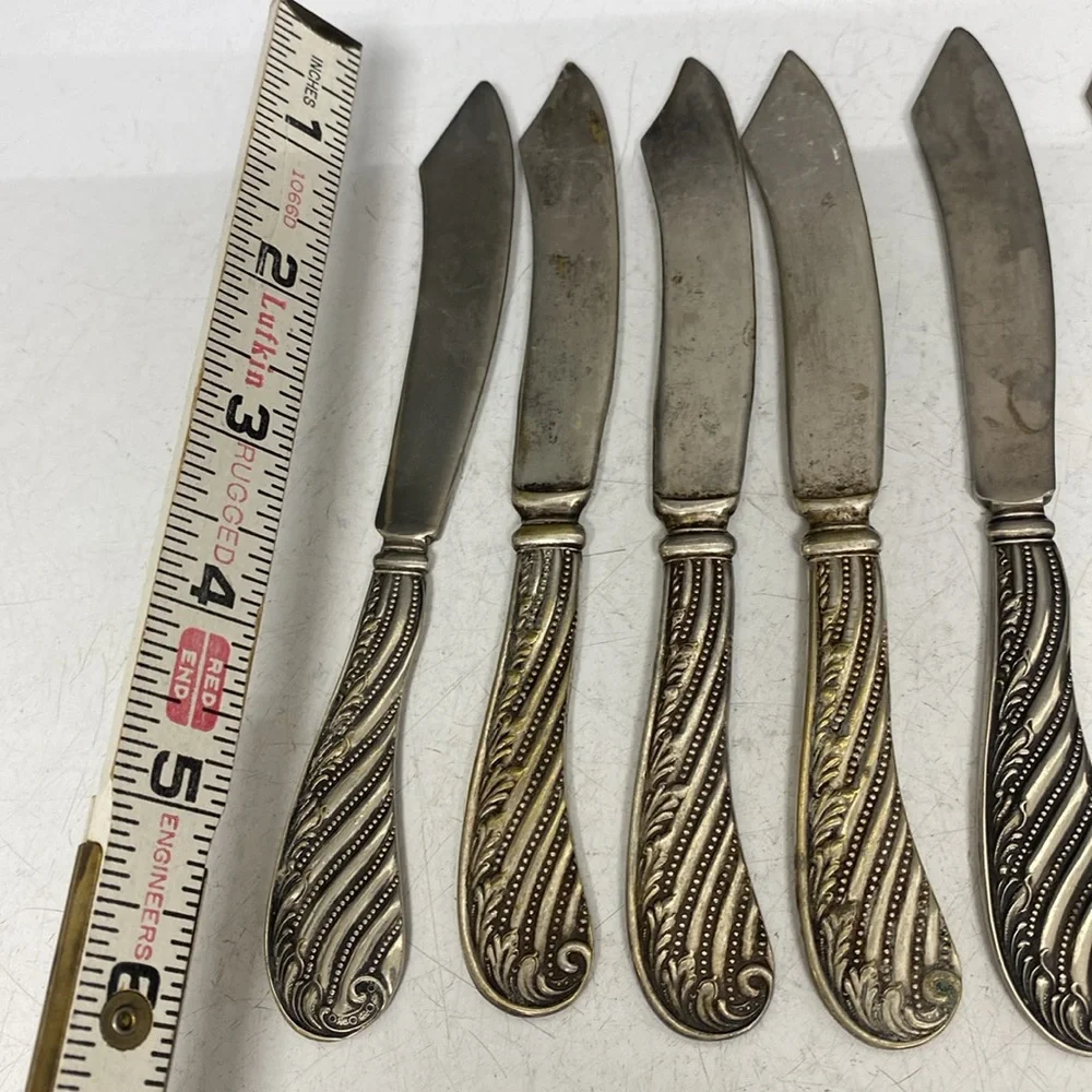 CINDERELLA Flat Handle Fruit Knives 1885 Silverplate Butter Knife
